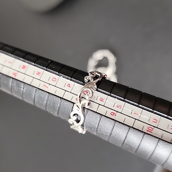 White Gold Filled Scroll Vine Ring New - Picture 8 of 8